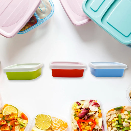 5556 Plastic Airtight Containers Set Small Plastic Container Set Rectangular Plastic Food Pickle Fridge Containers Multicolor Kitchen Storage Container (3 Pcs Set) - Zidbik