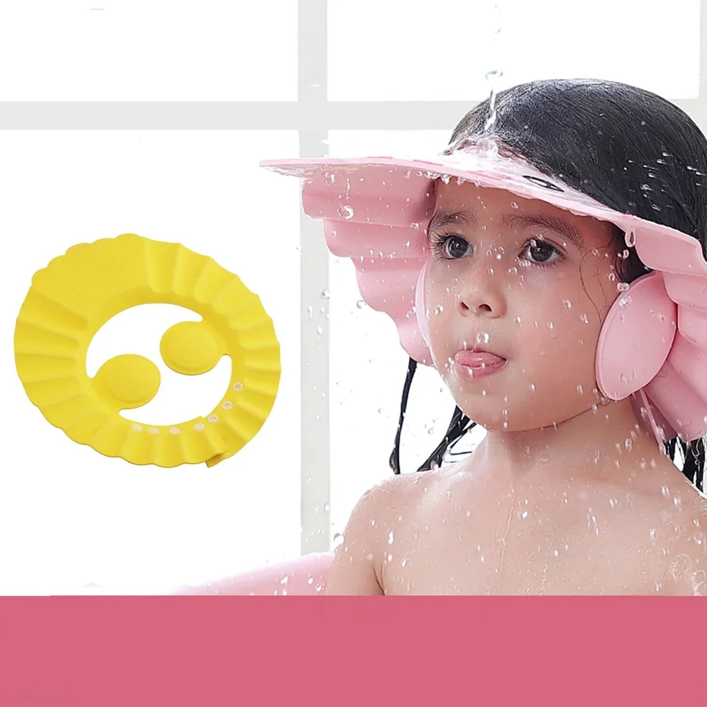 0378b Adjustable Safe Soft Bathing Baby Shower Hair Wash Cap For Children Baby Bath Cap Shower Protection For Eyes And Ear - Zidbik