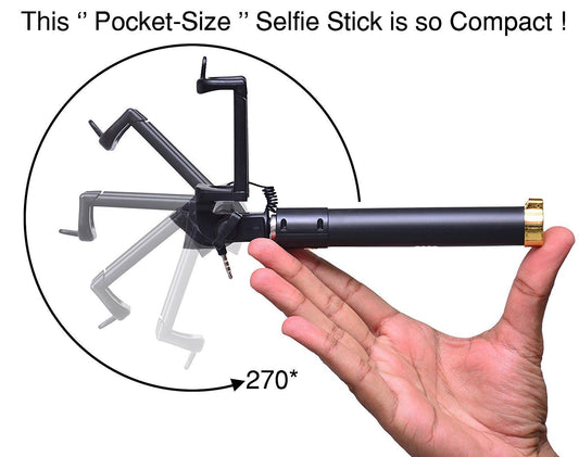 1347 Selfie Stick with Aux Wire for All Smartphones - Zidbik