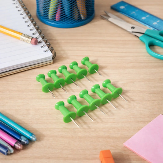 Green Plastic Push Pins Thumb Tacks For Notice Board (10 Pc) - Zidbik