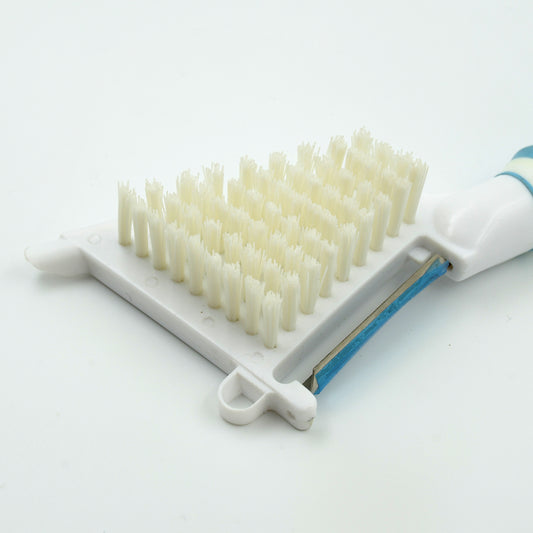 5749 Multipurpose Peeler Brush Vegetable Peeler With Brush Multifunctional Fruits And Vegetable Cleaning Brush Stainless Steel Potato Peelers Home Kitchen Peeler With Long Handle (1 Pc ) - Zidbik