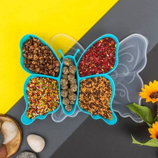 5 Compartment Butterfly Tray - Multipurpose Plastic Tray (1 Pc) - Zidbik