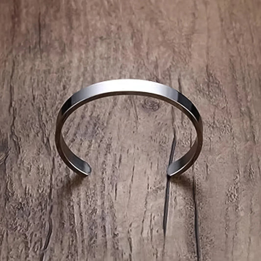 Minimalist Polished Open-ended Silver-tone Stainless Steel Kada (1 Pc) - Zidbik
