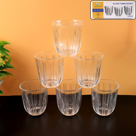 Premium Transparent Glass Tumbler Set (256ml 6 Pc) - Zidbik
