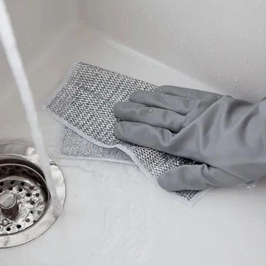 5564 Double-sided Multipurpose Microfiber Cloths Stainless Steel Scrubber Non-scratch Wire Dishcloth Durable Kitchen Scrub Cloth (1 Pc 20x20 Cm) - Zidbik