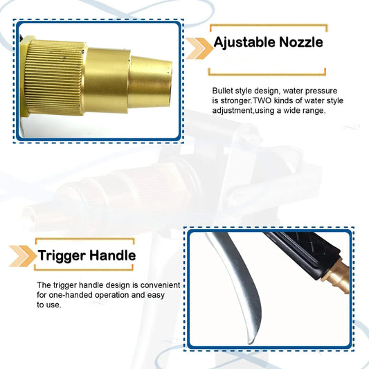 1608 Durable Gold Plated Metal Trigger Hose Nozzle Water Lever Spray - Zidbik