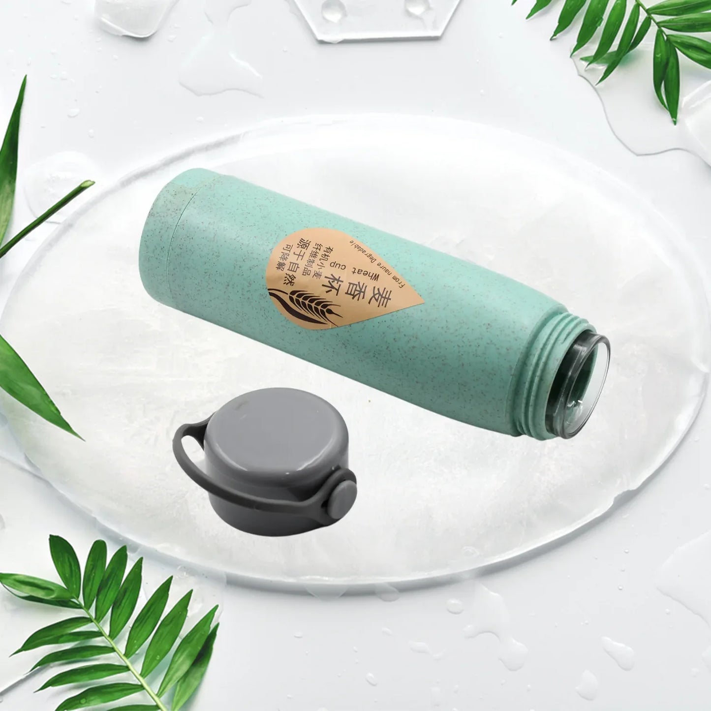 6951 High Portable Water Bottle Creative Wheat Fragrance Glass Bottle Water With Mobile Phone Holder Wide Mouth Glass Water 380ml (Moq - 80 Pc) - Zidbik