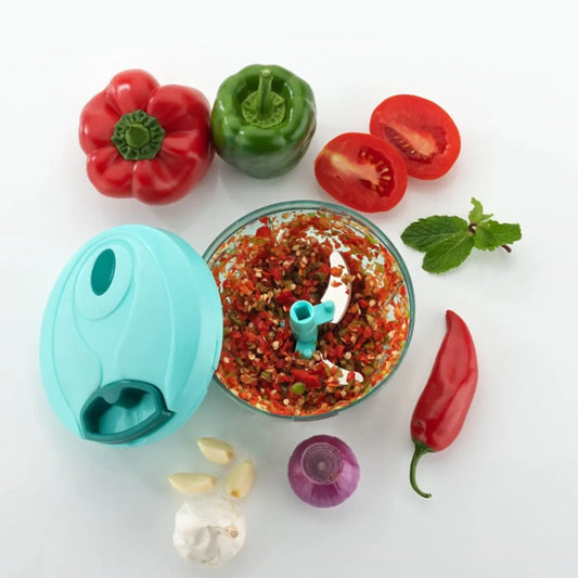 5959 Handy Mini Plastic Vegetable Chopper Cutter Onion Chopper Vegetables For Kitchen Accessories With 3 Blades - Zidbik