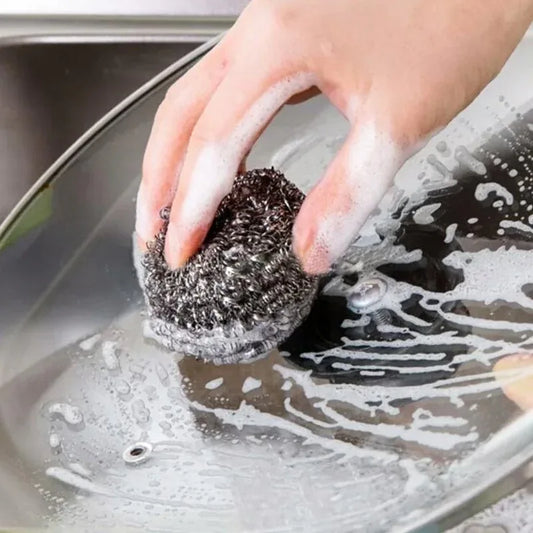 2384 Round Shape Stainless Steel Scrubber (Pack Of 6) - Zidbik