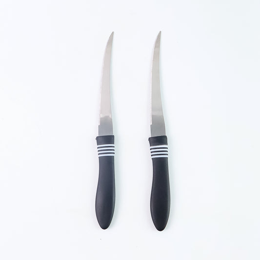 Premium Curved Serrated Stainless Steel Kitchen Knife Set (Mix Color 2 Pc) - Zidbik