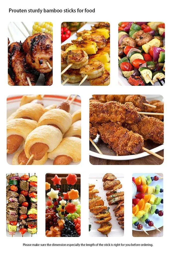 1100 Camping Wooden Color Bamboo Bbq Skewers Barbecue Shish Kabob Sticks Fruit Kebab Meat Party Fountain Bamboo Bbq Sticks Skewers Wooden (20cm) - Zidbik