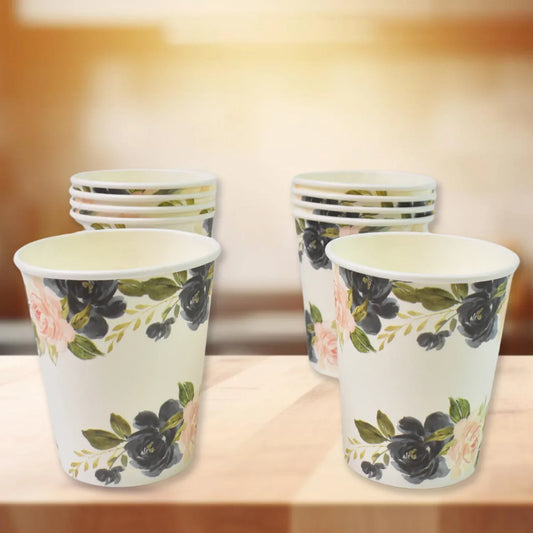Disposable Paper Cups Disposable Tea Coffee Cups (10 Pcs Set Mix Color Design) - Zidbik