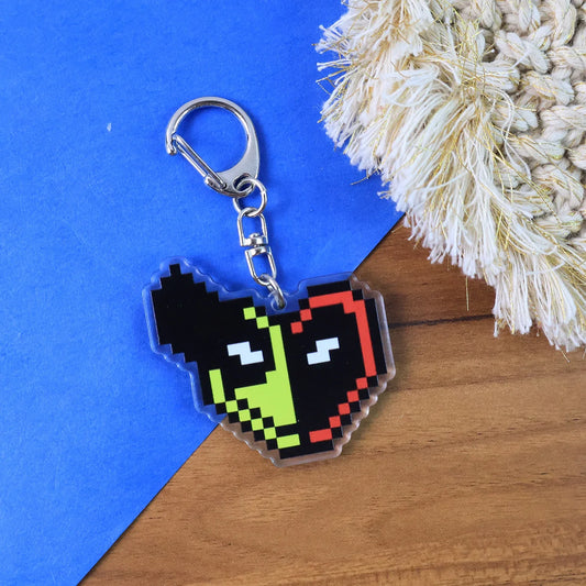 Pixel Style Acrylic Cartoon Keychain With Funky Design (1 Pc) - Zidbik