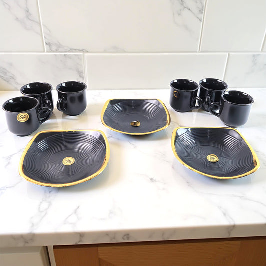 8237 Sweet Buzz Ceramic Tea Cups Mug Set With Seashell Shape Serving Bowl Milk Cup Coffee Cup Tea Cup Breakfast Cup Drinking Mug Or Outdoor For Household Gift For Birthday Wedding Party (8 Pcs Set) - Zidbik