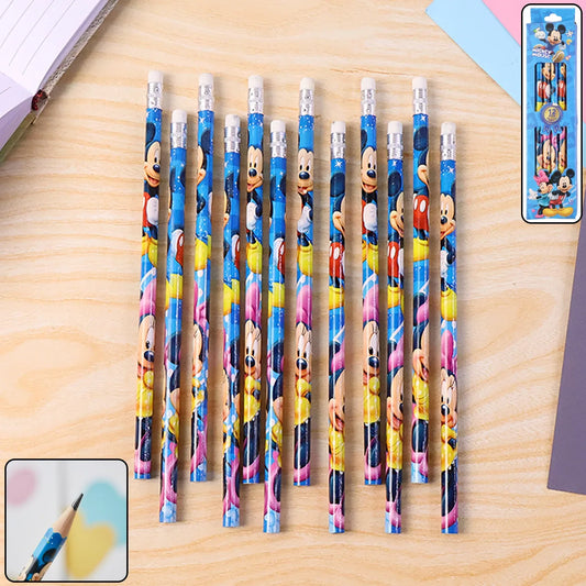 Premium Cartoon-printed Graphite Pencils Set Of 12 Pc - Zidbik