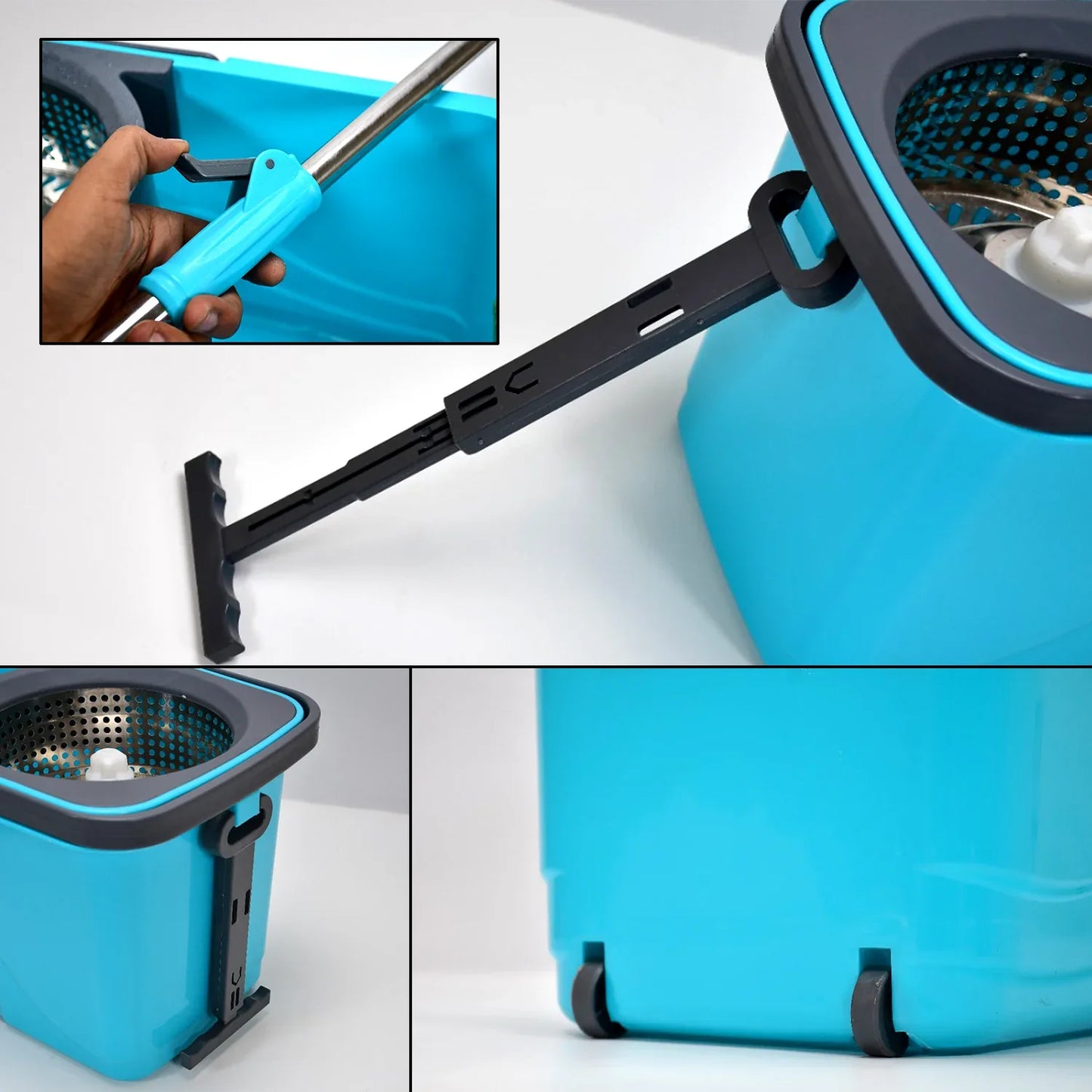 4027 Quick Spin Mop Plastic Spin Bucket Floor Cleaning Easy Wheels Big Bucket Floor Cleaning Mop With Bucket - Zidbik
