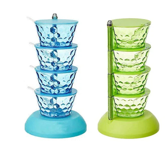 2141 4 In 1 Multipurpose 360 Degree Rotating Pickle Rack Container For Kitchen - Zidbik