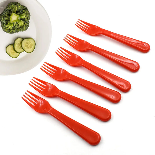 5968 Plastic Fork Spoon Fork Spoon Set Fruit Fork Spoon Set Baby Fork Spoonvegetable Fork Spoon Plastic Salad Spoon Dessert Spoon (6pc Set) - Zidbik