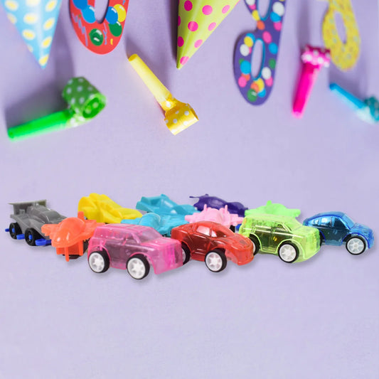 Mini Pull Back Car Aeroplane Plastic Pull Back Car Cartoon Toys (12 Pcs Set) - Zidbik