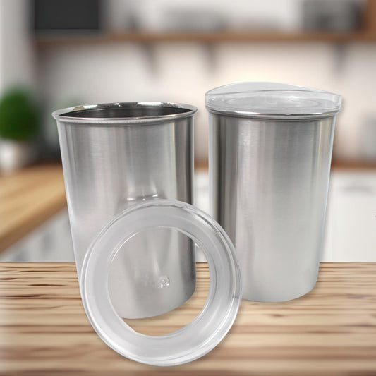 Multipurpose Stainless Steel Airtight Containers With See Through Lid (2 Pc Set 1000 Ml) - Zidbik