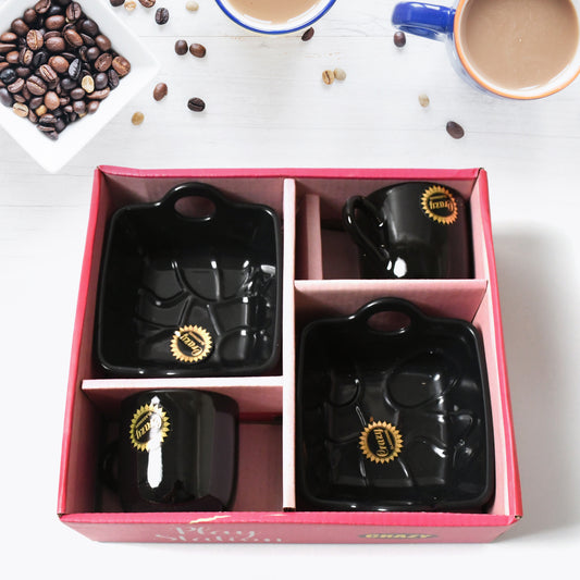 8229 Play Station Ceramic Tea Cups Mug Set With Handle Serving Bowl Milk Cup Coffee Cup Tea Cup Breakfast Cup Drinking Mug Or Outdoor For Household Gift For Birthday Wedding Party (4 Pcs Set) - Zidbik