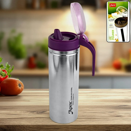 Apex 1000ml Approx. Stainless Steel Oil Pourer (1 Pc) - Zidbik