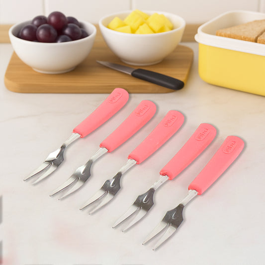 Premium Stainless Steel Fruit Fork Set 10 Pieces With Soft Non-slip Handle - Zidbik