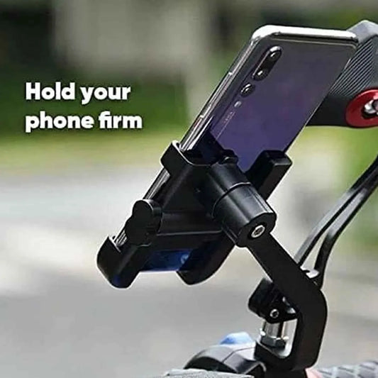 6706 Mobile Phone Holder for Bike with Easy Adjustable Rear View Mirror Mount - Solid Metal Cradle Stand for Mobile Phones - Zidbik