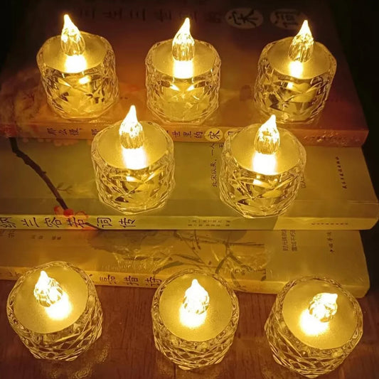 24 Pcs Flameless And Smokeless Decorative Acrylic Candles Transparent Led Tea Light Candle For Gifting House Diwali Christmas Festival Events Decor Candles - Zidbik