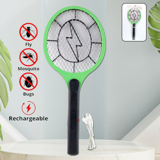 Green Rechargeable Electric Mosquito Killer Racket With Cable - Zidbik