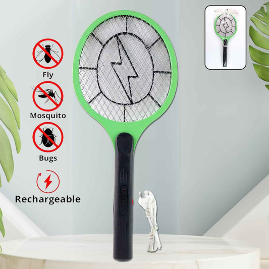 Green Electric Mosquito Racket - Rechargeable Mosquito Killer with Cable