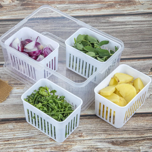 Fridge Storage Boxes Freezer Storage Containers Container For Kitchen Storage Set Storage In Kitchen Vegetable Storage Draining Crisper Refrigerator Food Box (1 Pc) - Zidbik