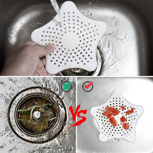 White Silicone Star Shaped Sink Filter Bathroom Hair Catcher Drain Strainers For Basin - Zidbik