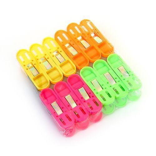 1368 Cloth Drying Non-slip Light Plastic Clips (Multicolour) (Pack Of 12) - Zidbik