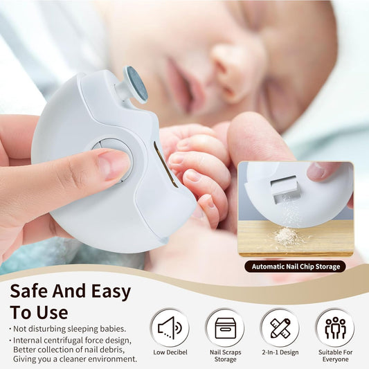 2-in-1 Electric Nail Clippers Nail File With Light (1 Pc) - Zidbik