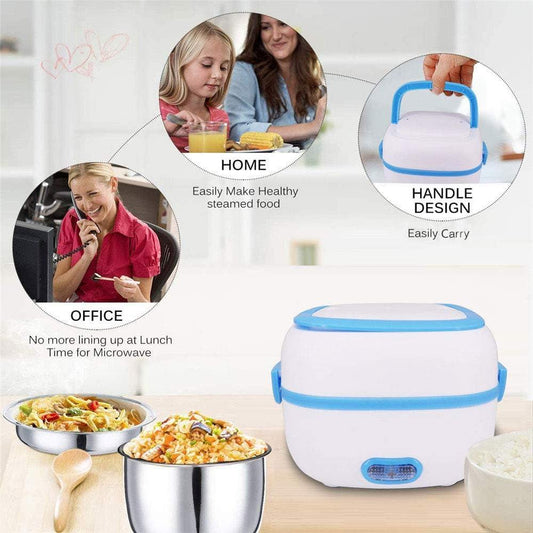 10027 Electric Lunch Box Portable Food Warmer Food Heating Lunch Box Removable Food-grade Stainless Steel Compartments 220v 200w For Car Truck Office - Zidbik