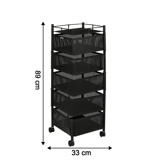 5 Layer Multipurpose Kitchen Storage Trolley With Wheels