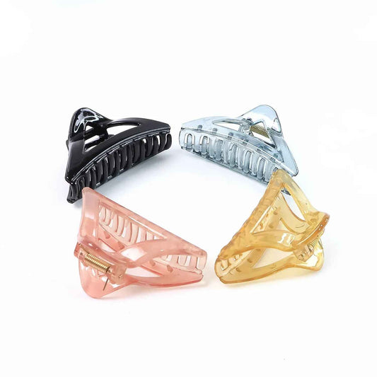 Triangle Shape Mix Color Plastic Hair Claw Clip 1 Pc Durable Grip For Women And Girls - Zidbik