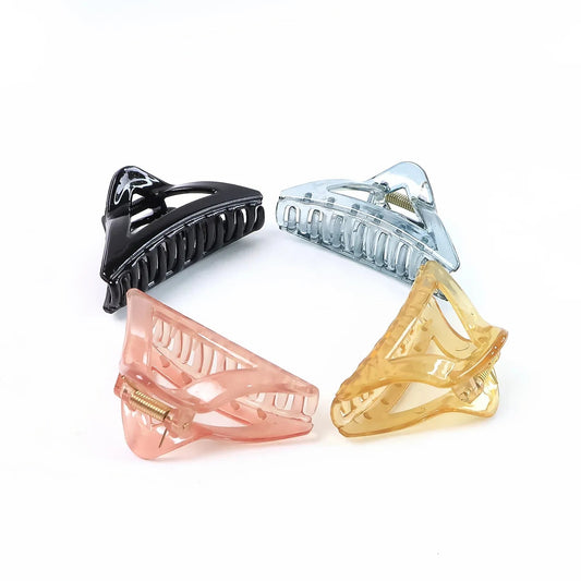 Triangle Shape Mix Color Plastic Hair Claw Clip 1 Pc Durable Grip For Women And Girls - Zidbik