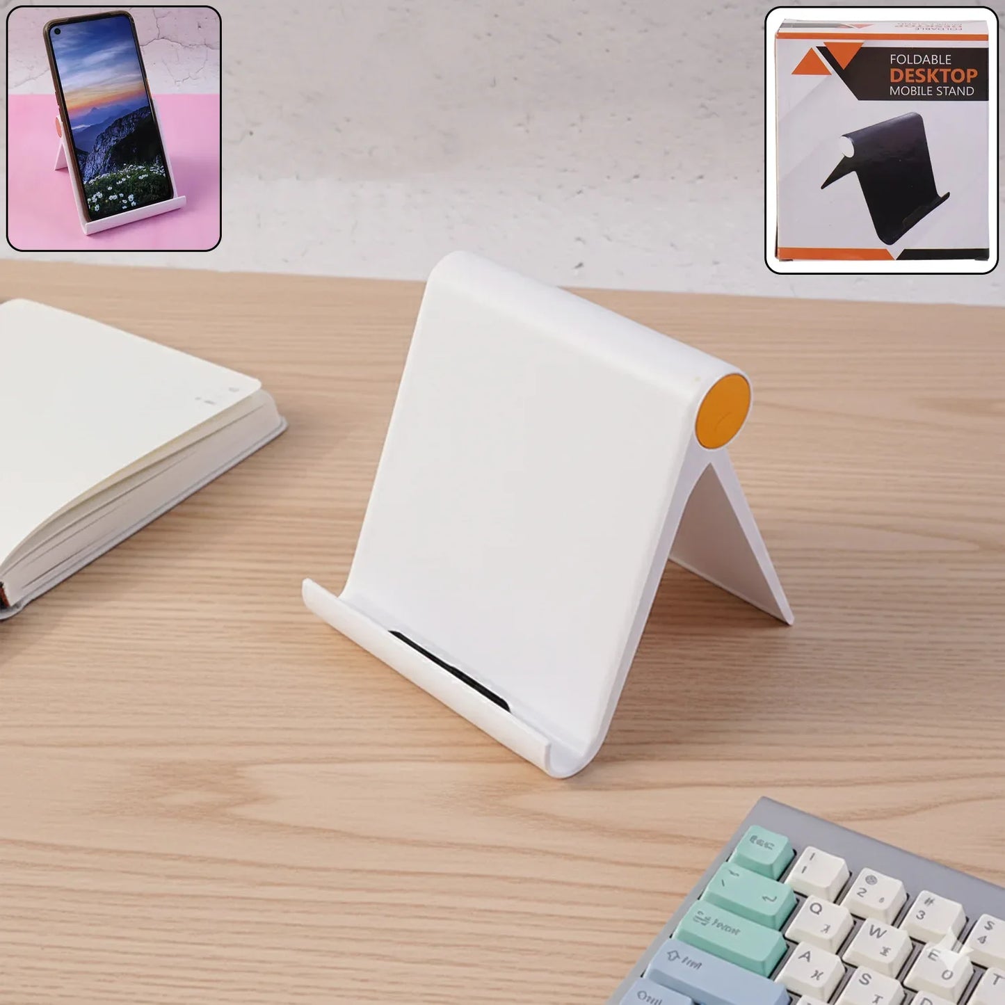 Plastic Foldable Desktop Mobile Stand (1 Pc White) - Zidbik