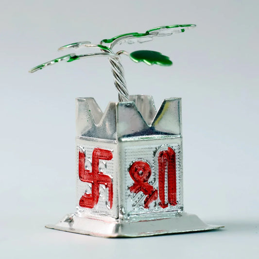 Tulsi Plant Miniature Idol With Mandir Kalash Base - (1 Pc) - Zidbik