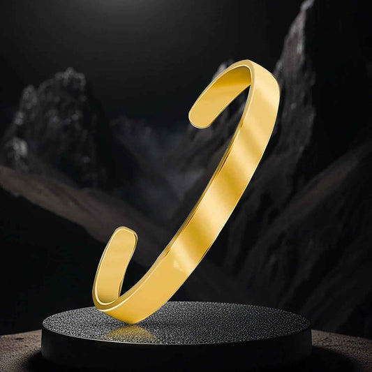 Elegant Gold Finish Open Cuff Bracelet Kada (1 Pc) - Zidbik
