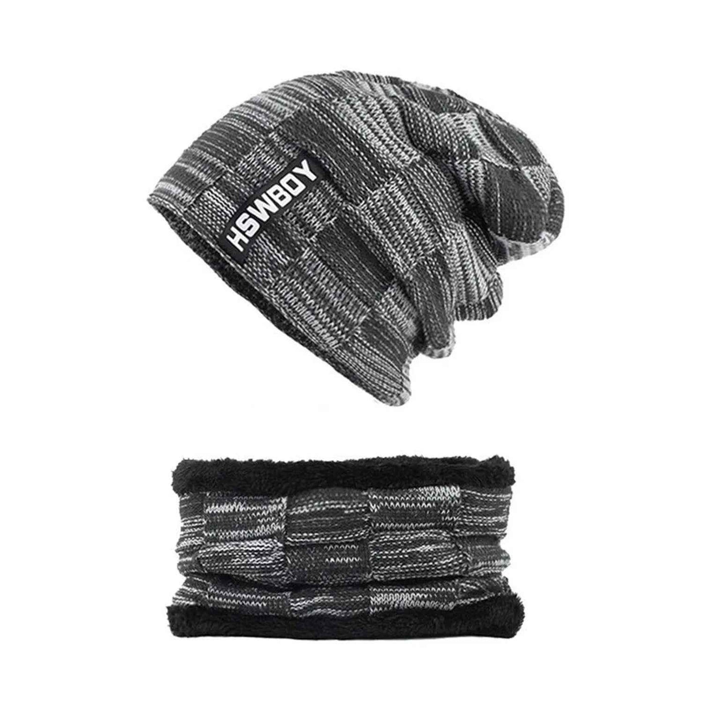 6066 Ultra Soft Unisex Woollen Beanie Cap Plus Muffler Scarf - Zidbik