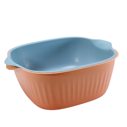 5228 Kitchen Bowl Plastic Washing Bowl And Strainer Drainer Basket For Home Kitchen Use - Zidbik