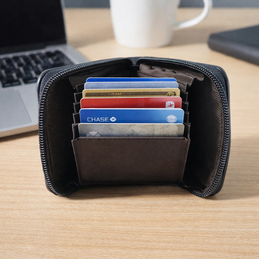 Compact Zip-around Card Holder Wallet For Men Women (1 Pc)