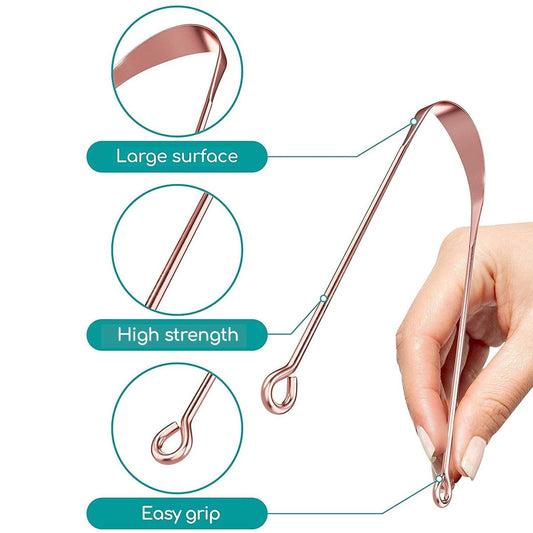 Tongue Cleaner For Kids Adults Tongue Scraper For Bad Breath Maintain Oral Hygiene For Daily Use For Fresh Breath Bacteria Removal Improved Taste (Steel Copper Tongue Cleaner 1 Pc) - Zidbik