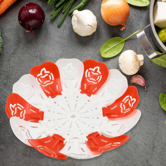 2611 Folding Fruit Basket Foldable Basket Fruit Bucket Basket With Hanging Stand Fruit And Vegetables Basket Foldable Lotus Shape Basket Tray For Multi-use (1 Pc) - Zidbik