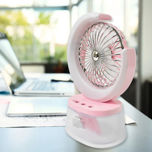 Desktop Fan - Camping Fan With Led Light Portable Humidifying Fan (1 Pc Plug Play Fan) - Zidbik