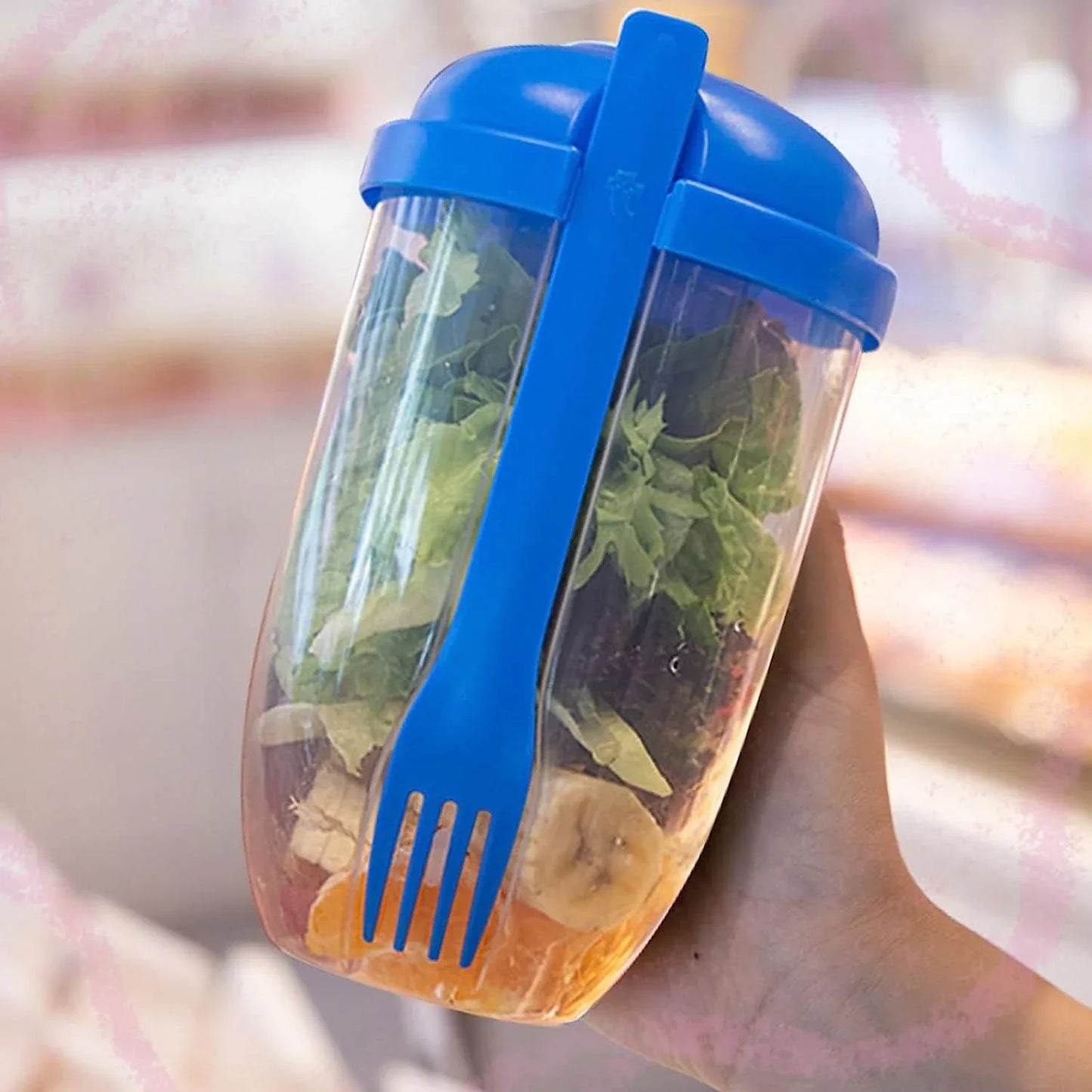 2545 Fruit And Vegetable Salad Cups Easy Clean Salad Mixing Cup For Business People For Business Travel (1pc) - Zidbik