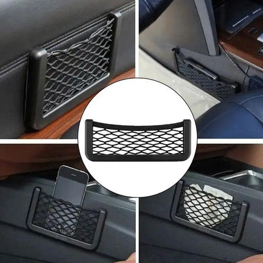 Car Storage Organize Car String Bag Car Seat Side Storage Net Bag Mesh Pocket Organizer Stick-on For Purse Bag Phone - Zidbik